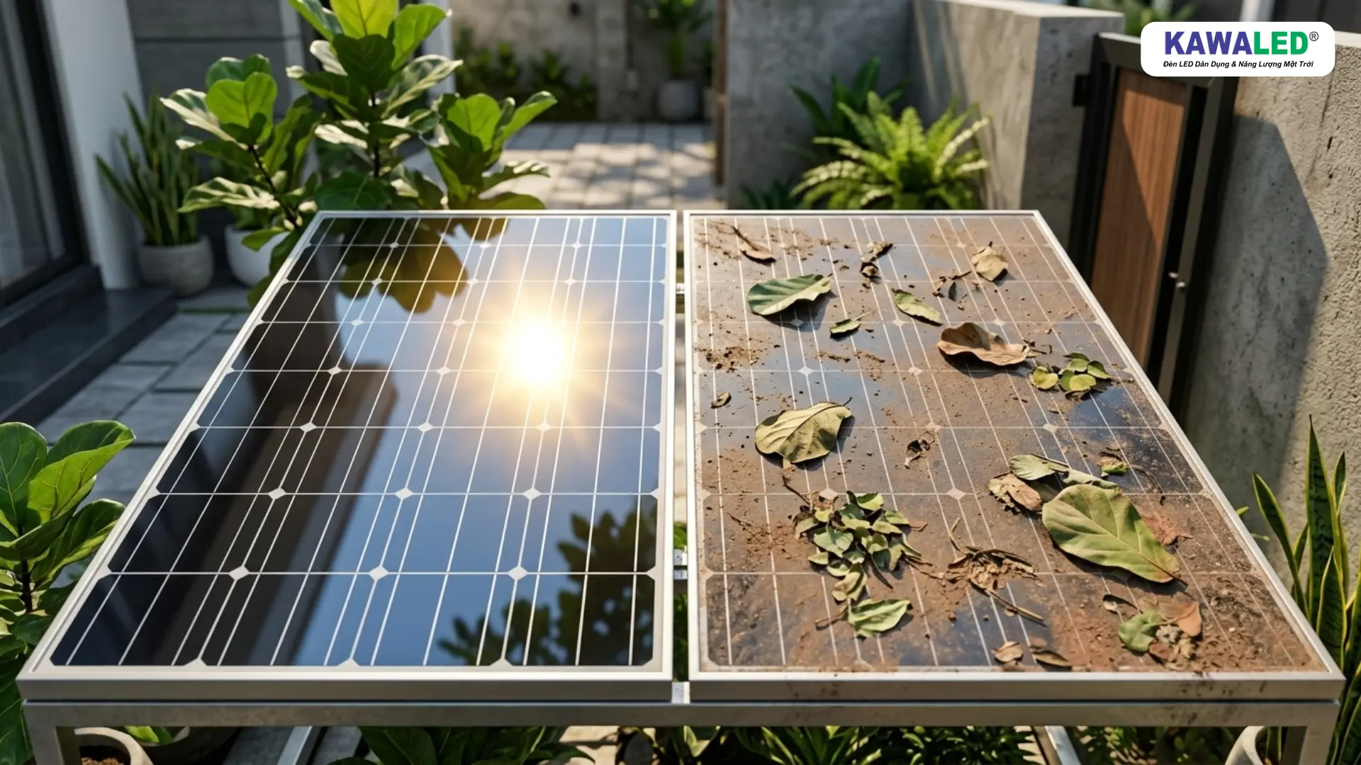 vệ sinh tấm pin đèn năng lượng mặt trời định kỳ