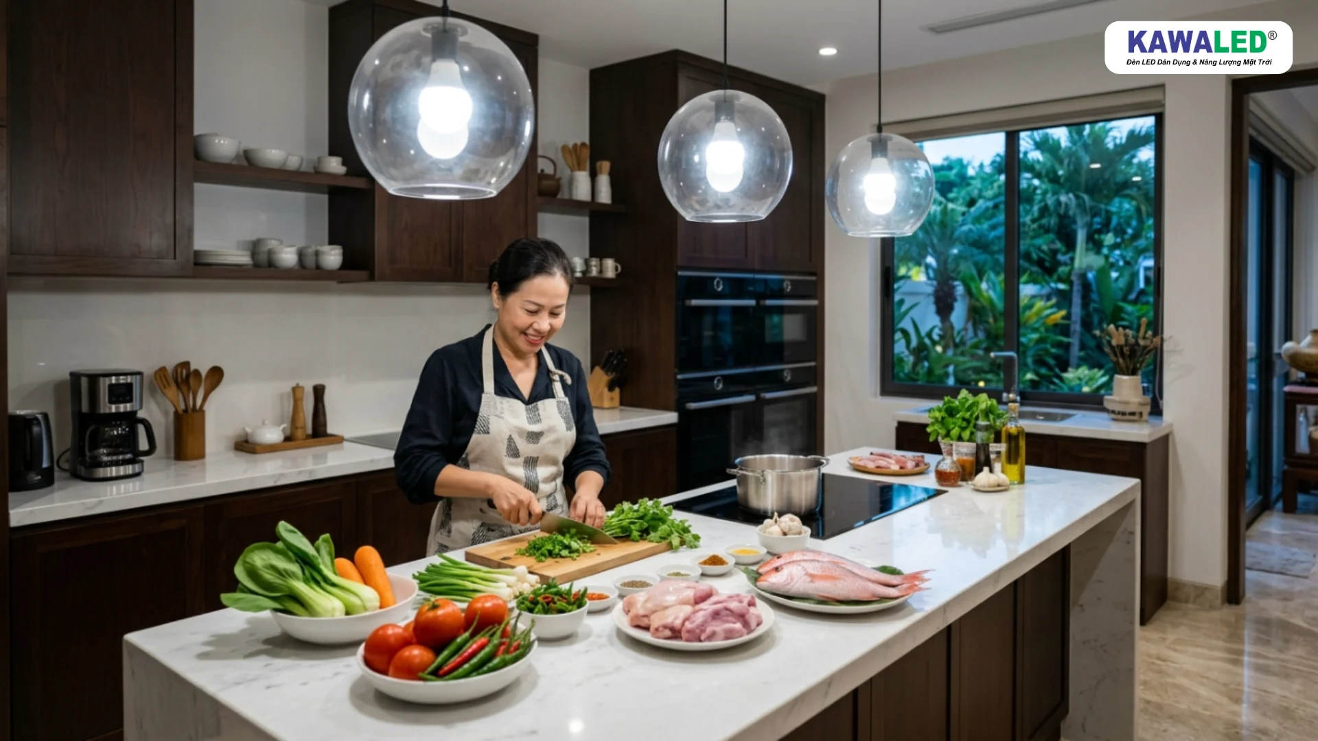 Bóng đèn LED Bulb KAWALED chiếu sáng nhà bếp với màu sắc thực phẩm trung thực