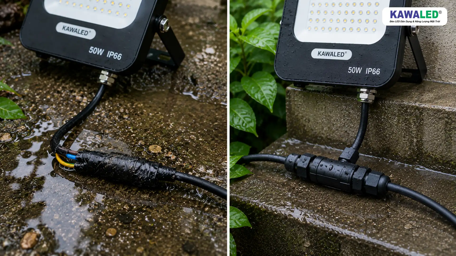 Đầu nối dây điện chống nước cho đèn pha LED ngoài trời
