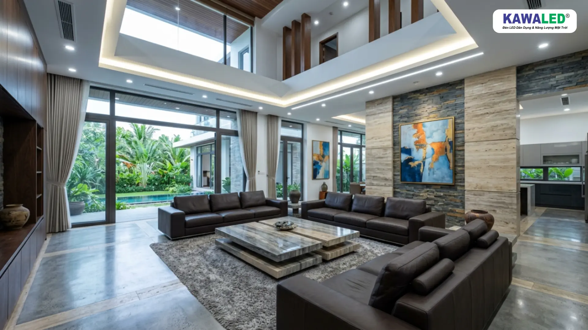 Nội thất biệt thự cao cấp nhưng ánh sáng chưa phù hợp khiến không gian thiếu chiều sâu