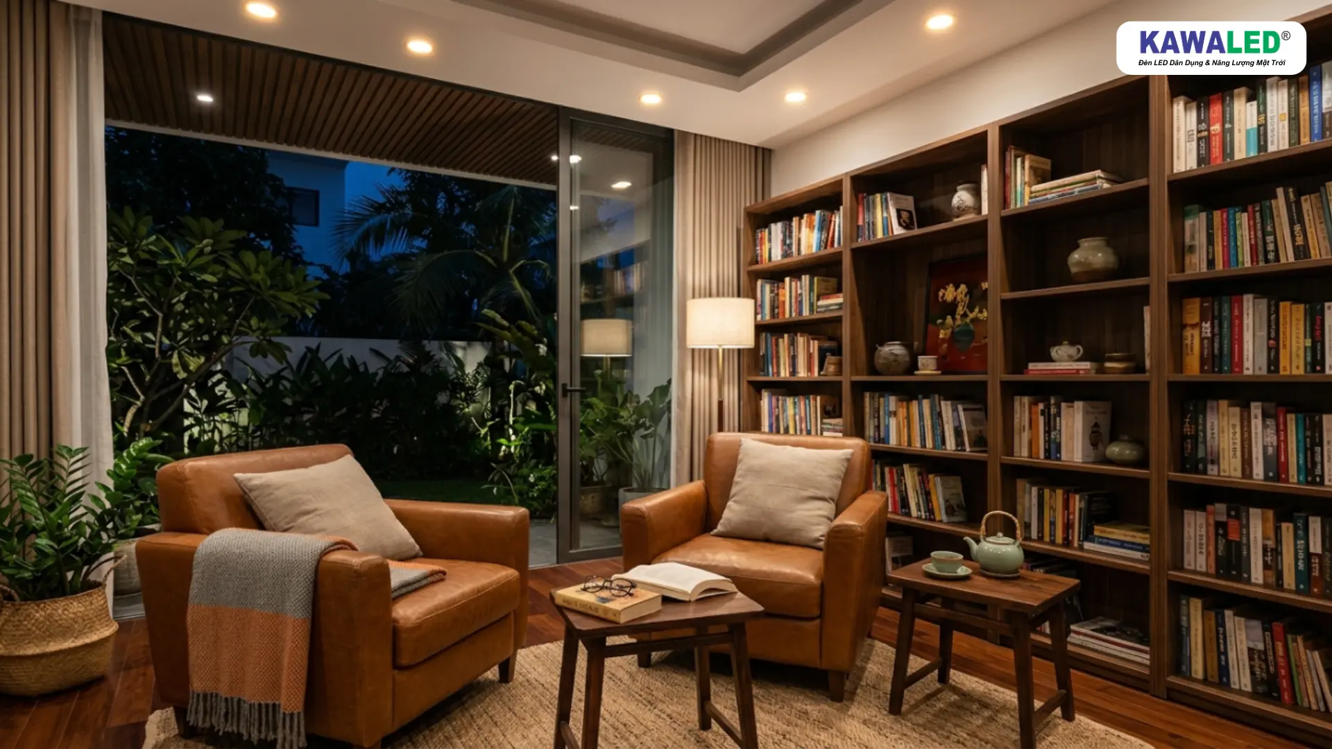Đèn LED âm trần phòng ngủ và phòng đọc sách ánh sáng vàng 3000K