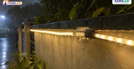 Đèn led dây chống nước ngoài trời hoạt động trong điều kiện mưa lớn