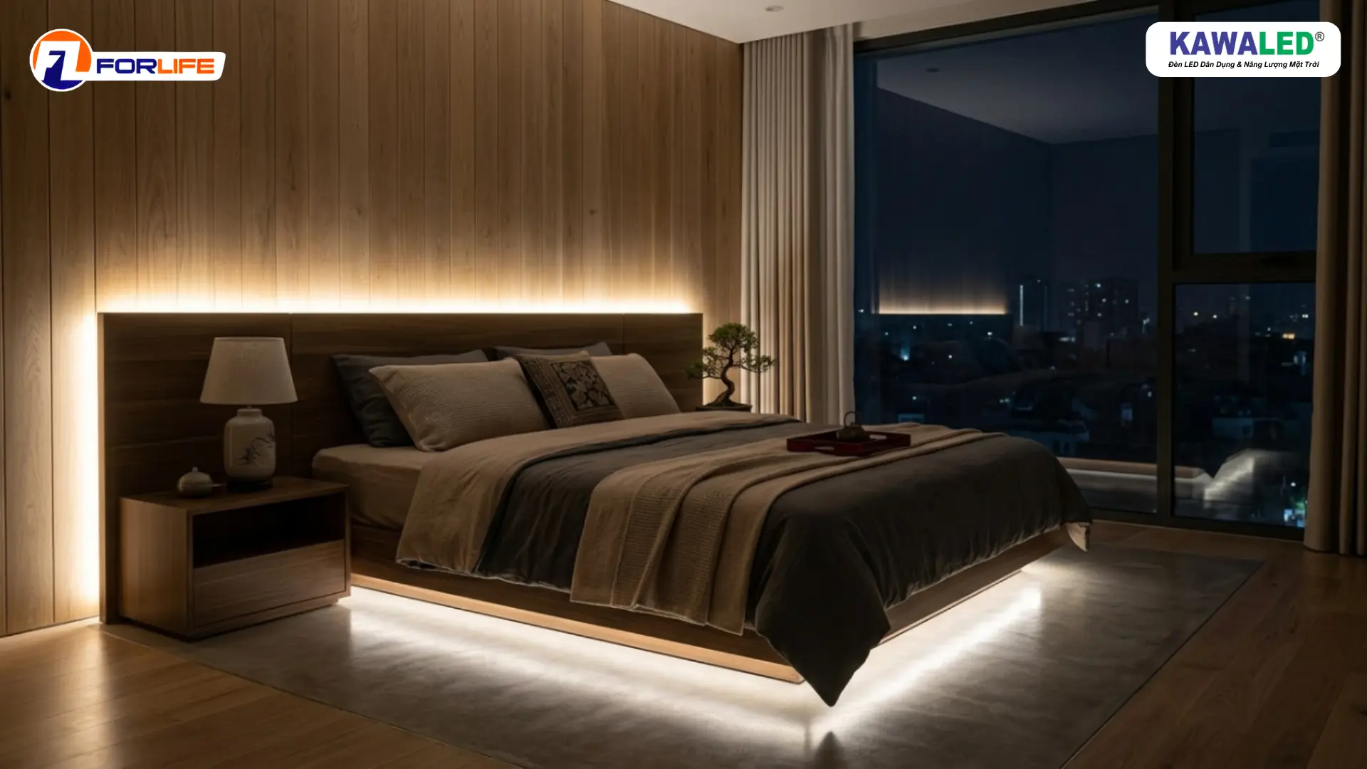 Đèn LED dây COB trang trí đầu giường và chân giường hiện đại