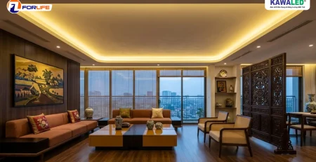 Đèn LED hắt trần COB ánh sáng vàng ấm giúp phòng khách sang trọng hơn