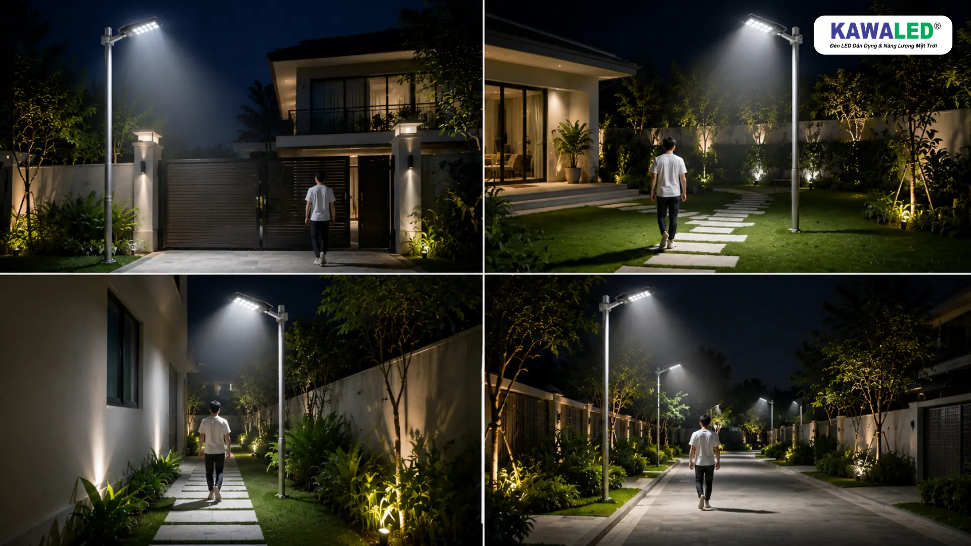 Đèn năng lượng mặt trời cổng nhà và lối đi biệt thự