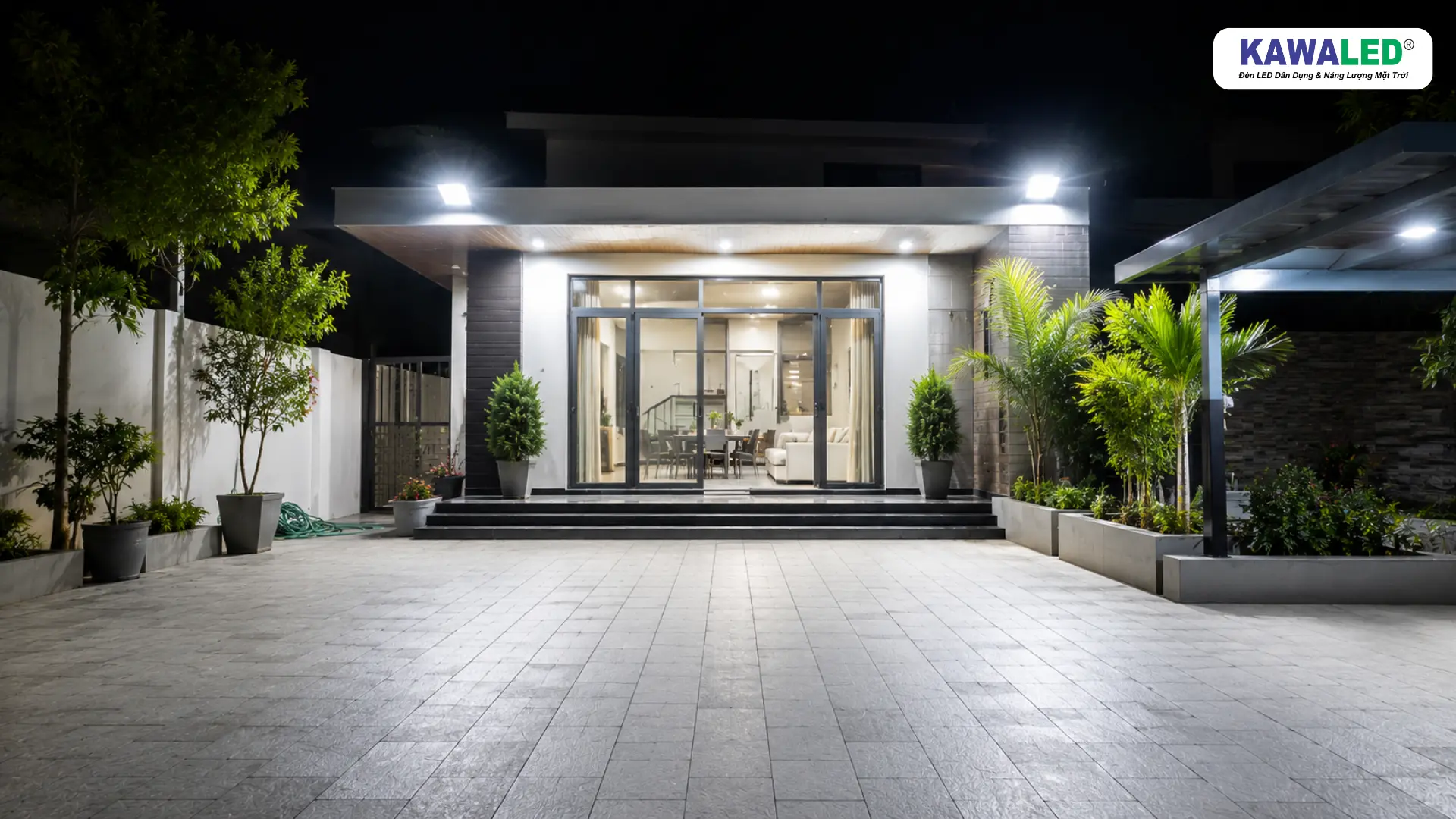 Đèn pha led ngoài trời chiếu sáng sân nhà rộng và đều