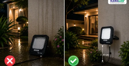 Lắp đèn pha ngoài trời cao hơn mặt đất giúp hạn chế vô nước