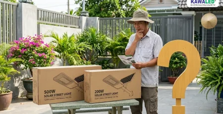 Người dùng so sánh đèn năng lượng mặt trời 500W và đèn năng lượng mặt trời 200W