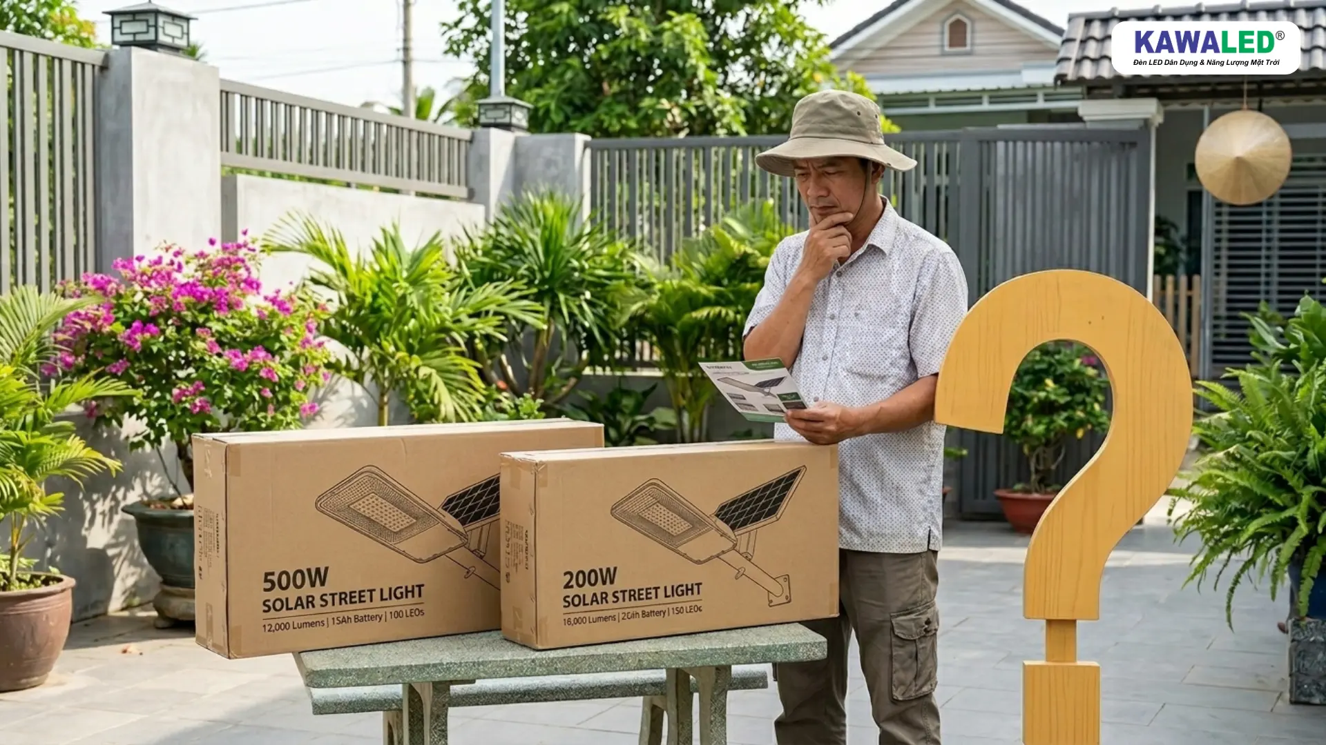 Người dùng so sánh đèn năng lượng mặt trời 500W và đèn năng lượng mặt trời 200W