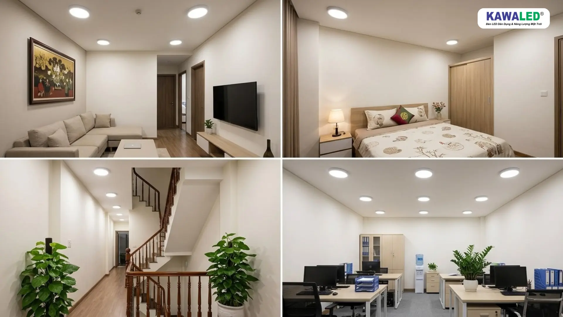 Mẫu đèn led ốp trần đẹp cho phòng khách phòng ngủ hành lang và văn phòng