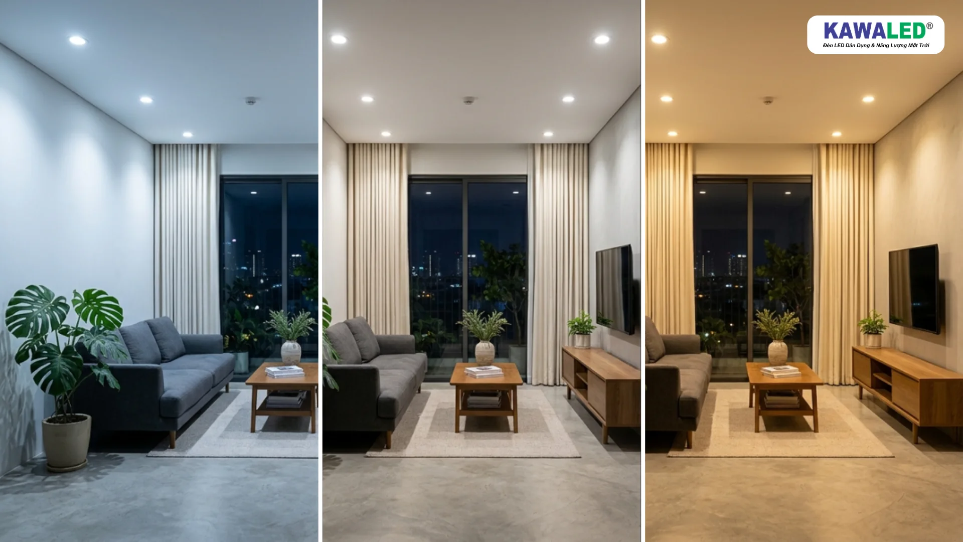 So sánh ánh sáng trắng trung tính vàng của đèn led âm trần