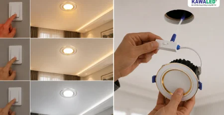 So sánh đèn âm trần đổi màu bằng công tắc và đèn đổi màu bằng nút gạt