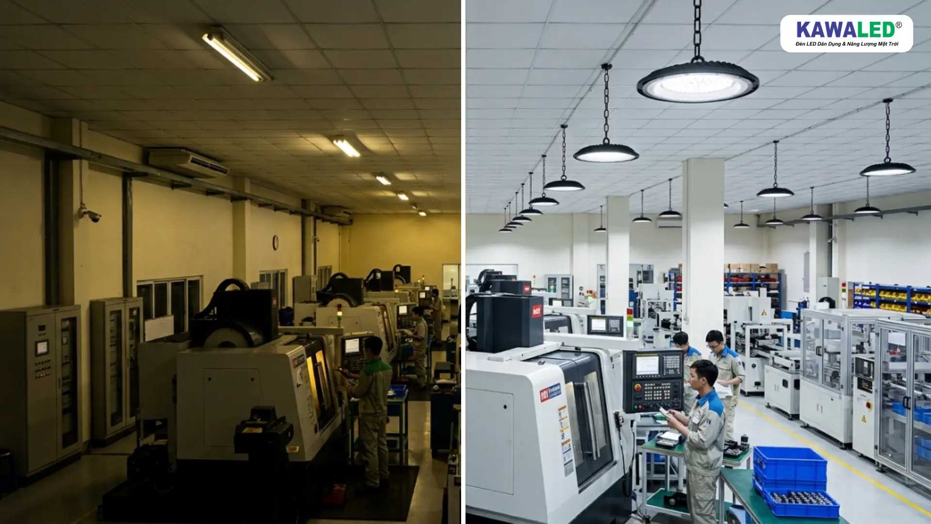 Kỹ sư tư vấn vị trí lắp đặt đèn LED Highbay HB1 KAWALED trong nhà xưởng