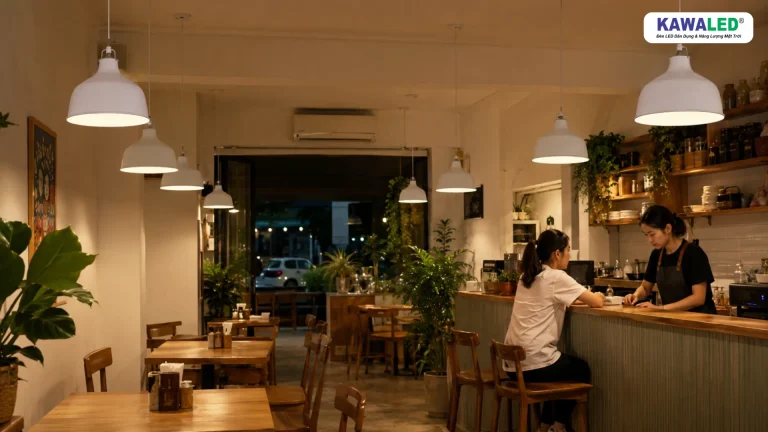 Bóng LED trụ 30W lắp chóa thả trong quán ăn gia đình