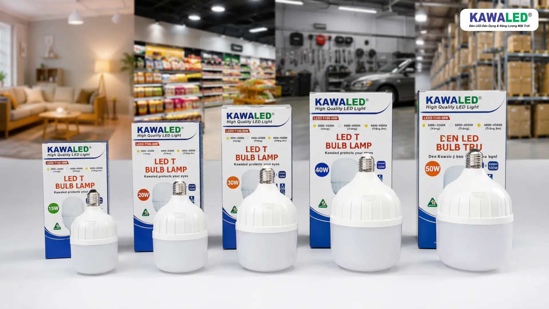 Bóng LED trụ KAWALED công suất 15W 20W 30W 40W và 50W
