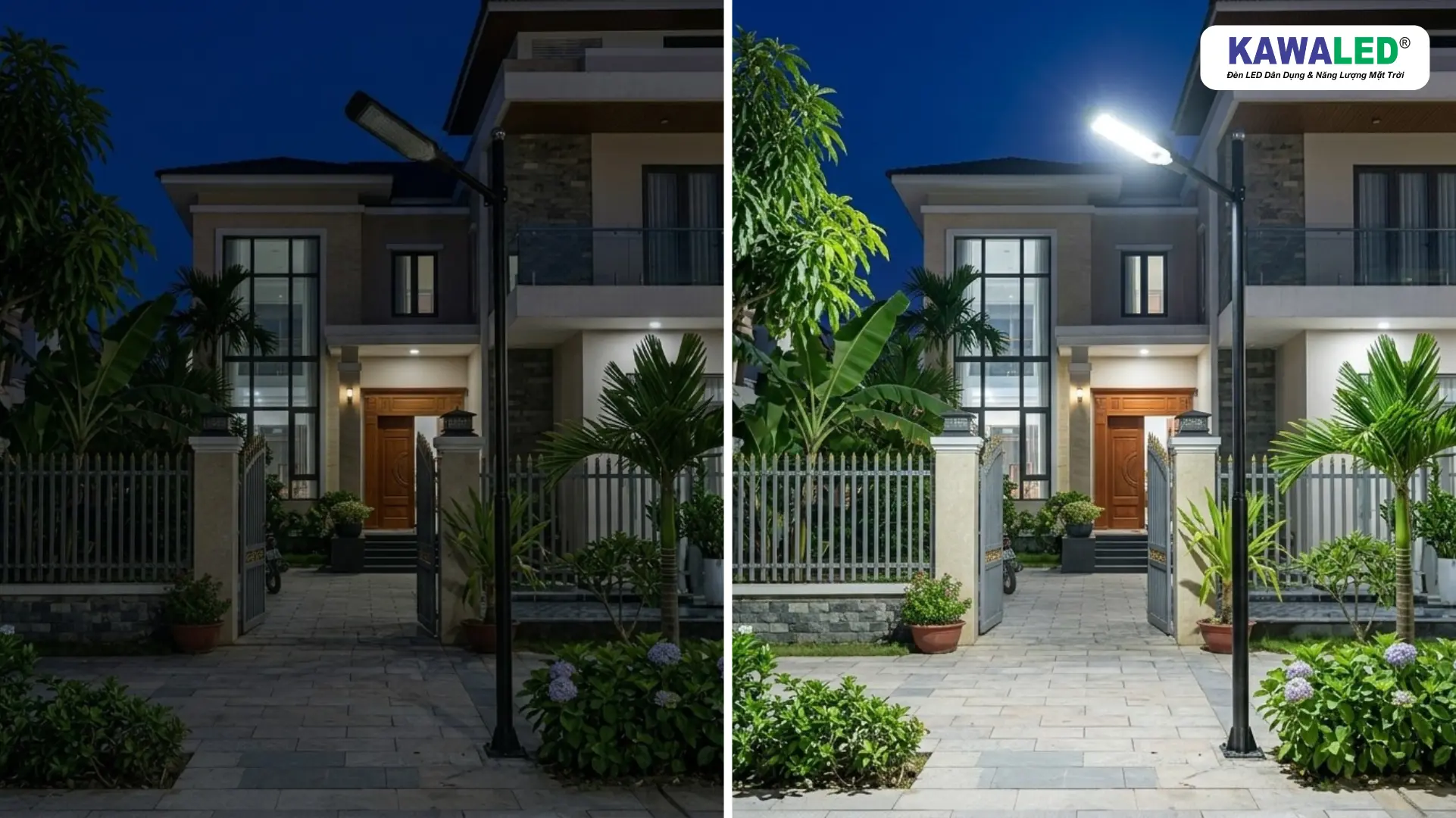 Đèn cảm ứng ánh sáng giúp sân trước và cổng nhà sáng rõ hơn khi trời tối