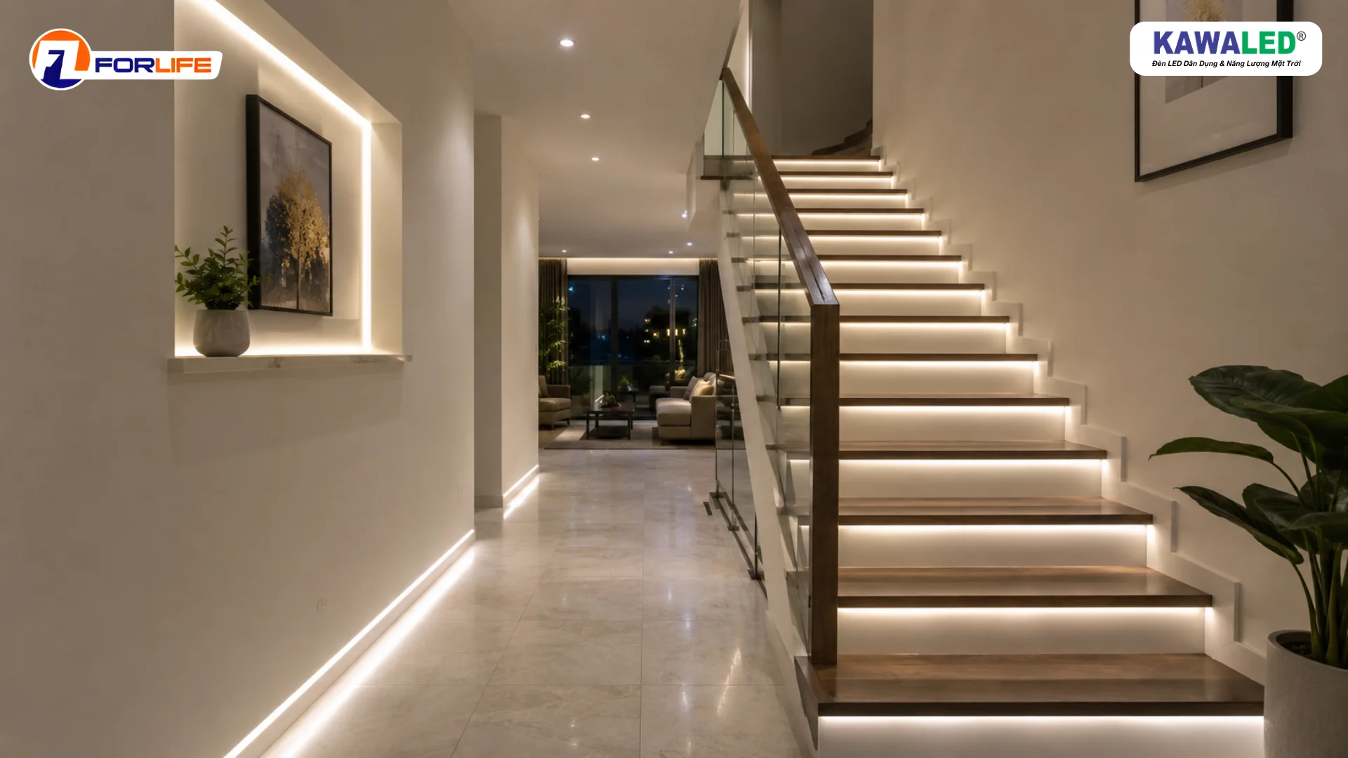 Đèn led dây lắp cầu thang và hành lang giúp chiếu sáng an toàn