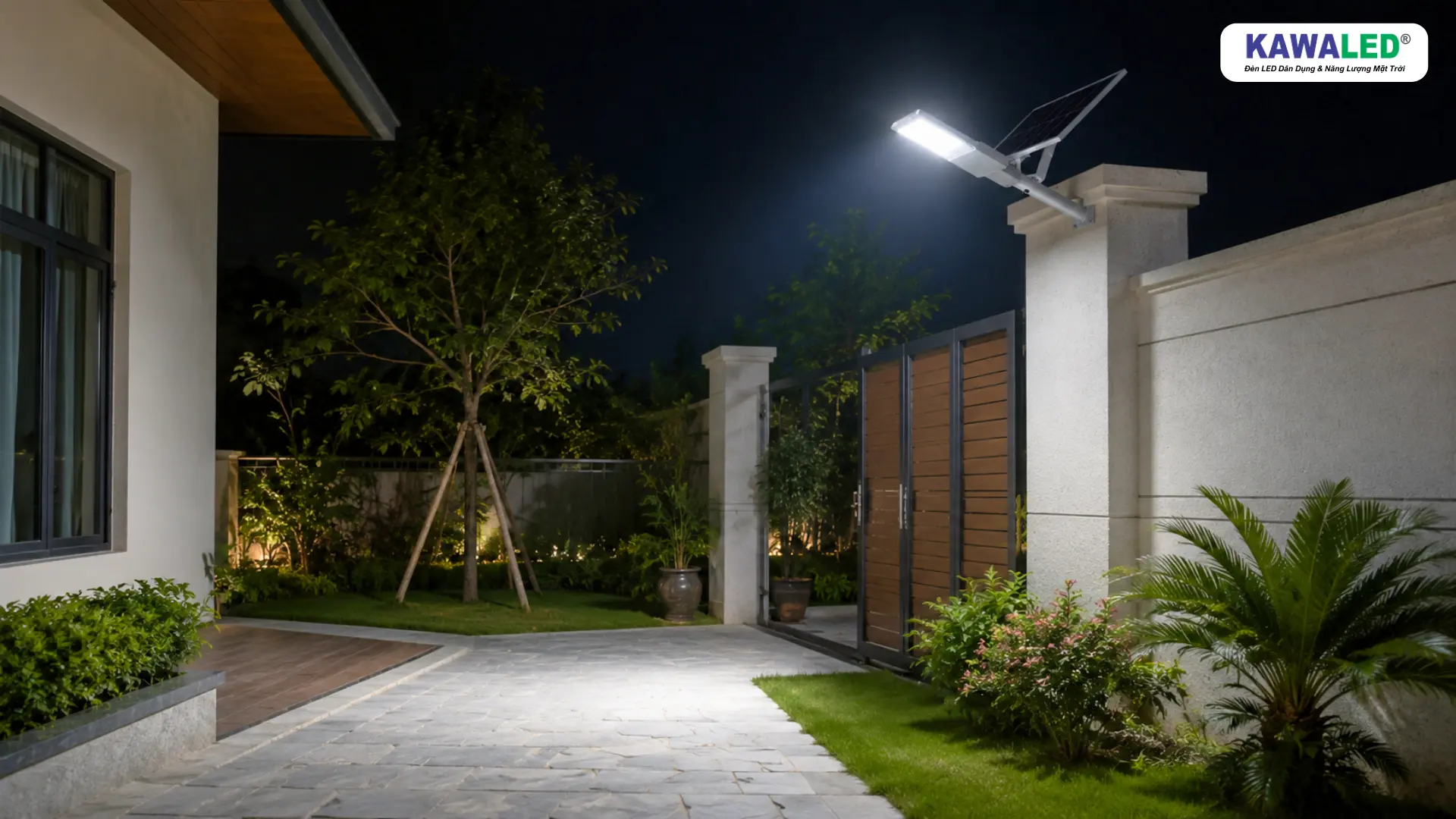 Đèn năng lượng mặt trời sân vườn chống nước chiếu sáng cổng và lối đi