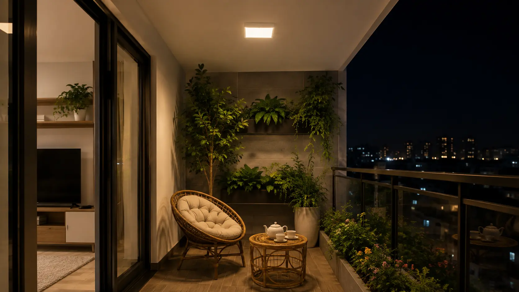 Đèn ốp trần ban công KAWALED ánh sáng vàng ấm áp