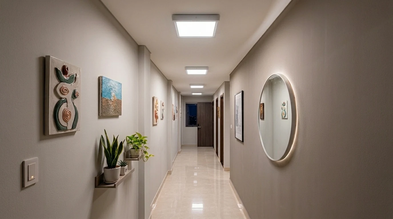 Đèn ốp trần hành lang KAWALED lắp thẳng hàng trên trần