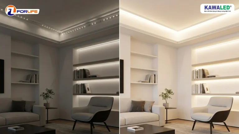 So sánh đèn led dây ánh sáng yếu và đèn led dây ánh sáng đều