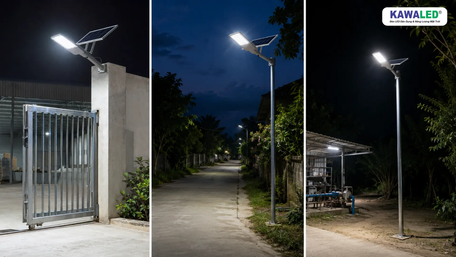 Ứng dụng đèn KAWALED STL-300W cho cổng kho, đường đi và trang trại