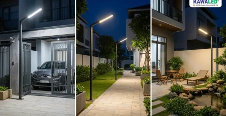 Đèn LED cảm ứng ánh sáng ứng dụng tại cổng nhà, lối đi sân vườn và khu thư giãn ngoài trời