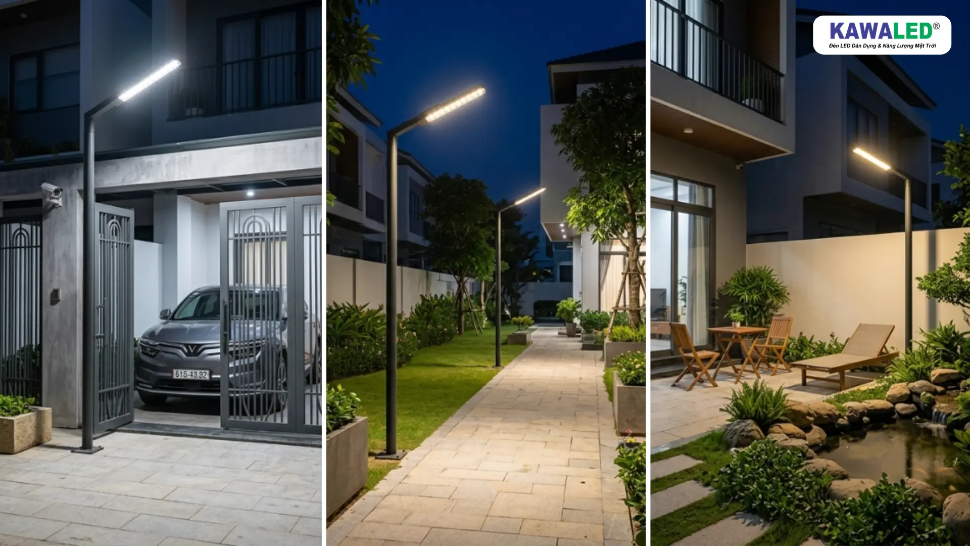 Đèn LED cảm ứng ánh sáng ứng dụng tại cổng nhà, lối đi sân vườn và khu thư giãn ngoài trời