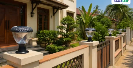 Đèn năng lượng mặt trời gắn trụ cổng được lắp tại vị trí thoáng và nhận nắng trực tiếp