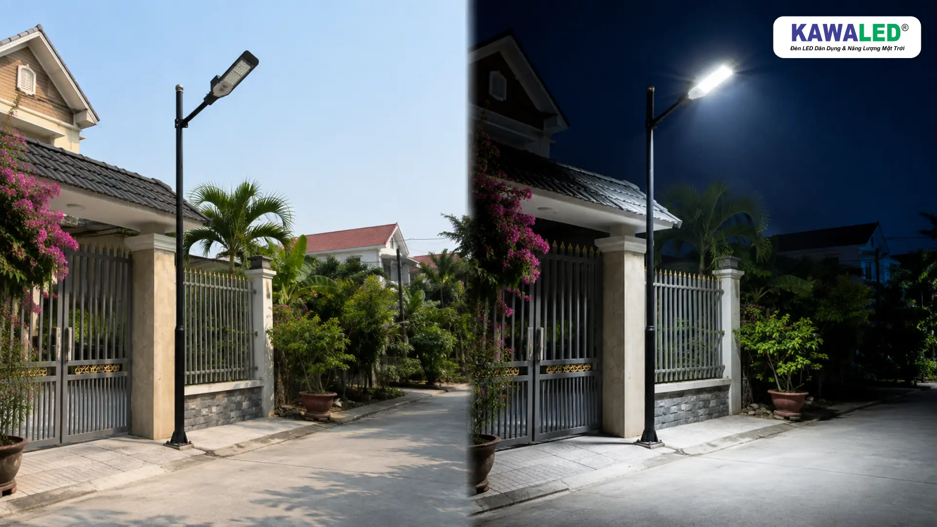 Đèn cảm biến ánh sáng tự tắt ban ngày và tự bật khi trời tối tại cổng nhà
