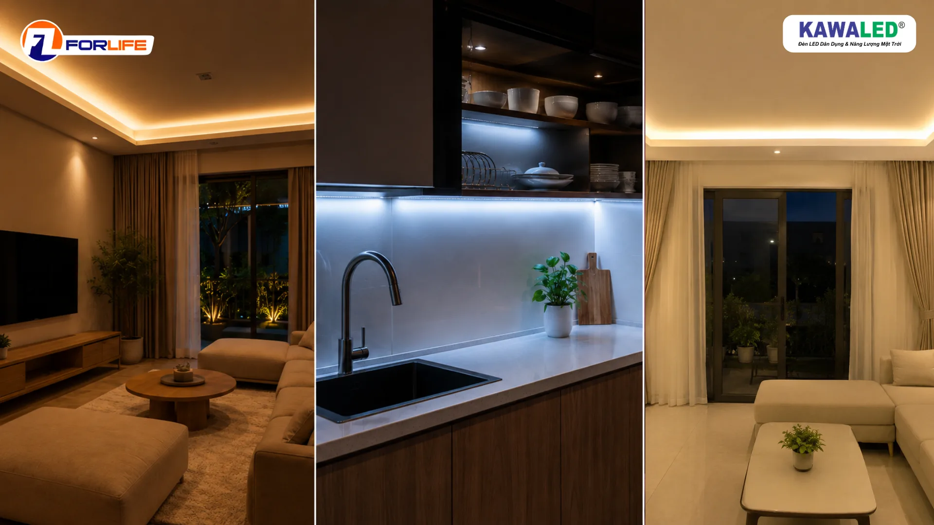 LED dây 3 màu chuyển đổi giữa ánh sáng trắng, trung tính và vàng