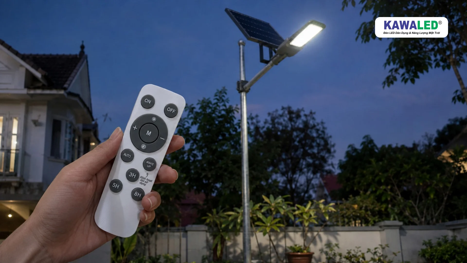 Remote điều khiển đèn năng lượng mặt trời KAWALED STL2-200W với chế độ hẹn giờ