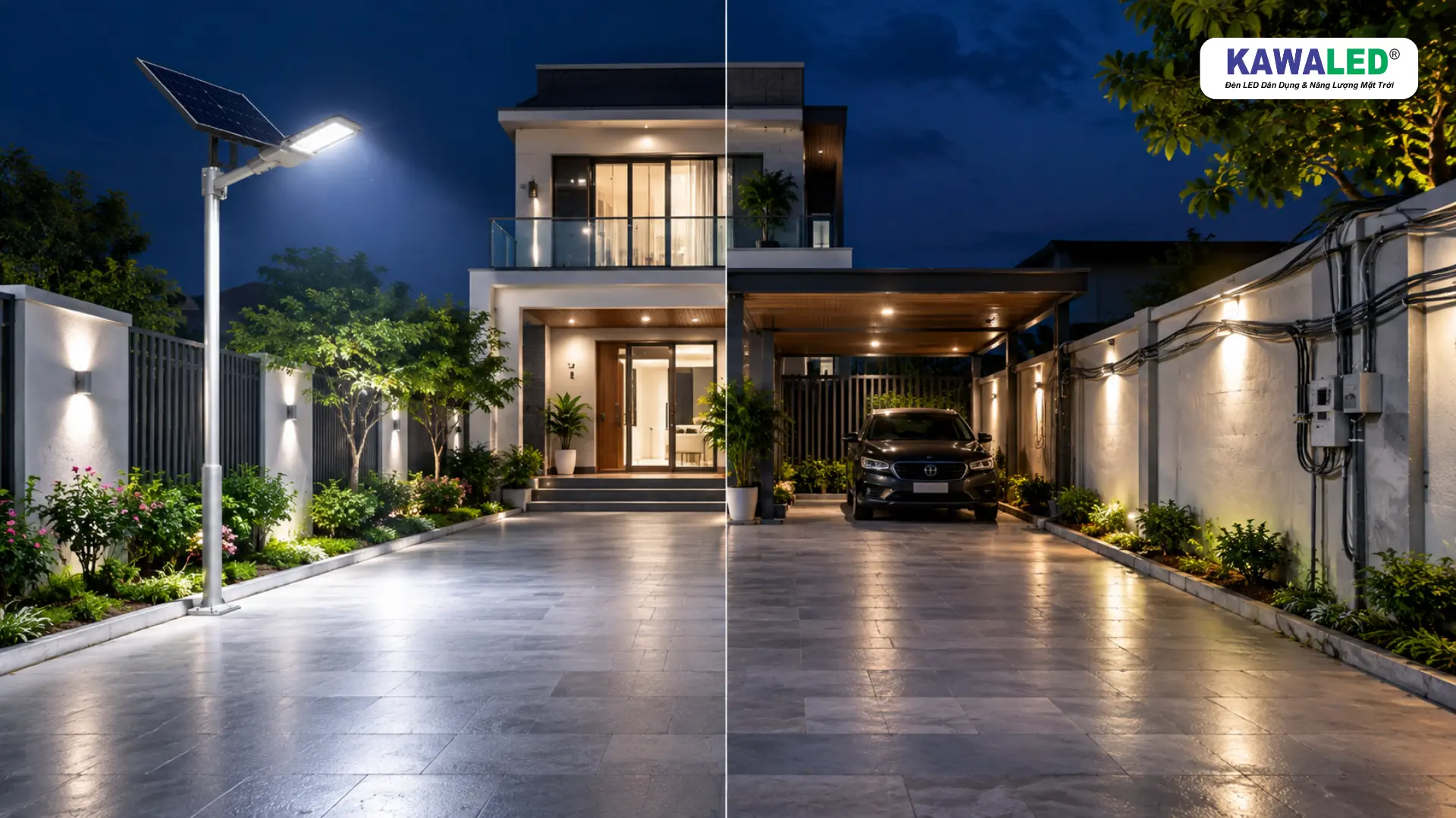 Bố trí đèn chiếu sáng ngoài trời theo từng khu vực sân nhà