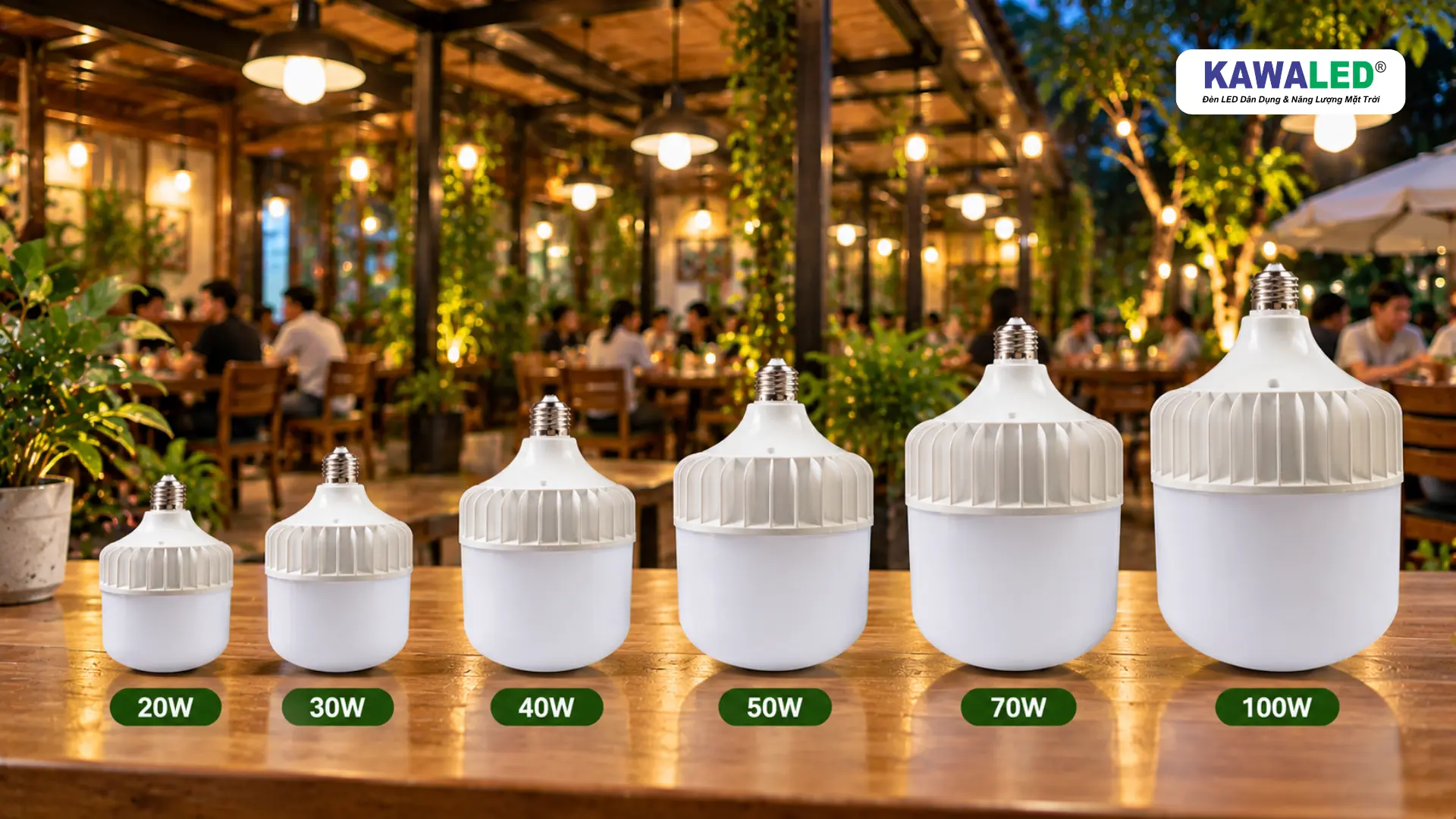 Bóng đèn LED trụ KAWALED TN công suất 20W 30W 40W 50W 70W và 100W