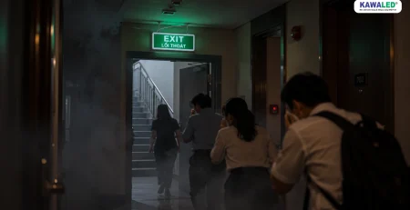 Đèn EXIT thoát hiểm hoạt động khi mất điện và có khói