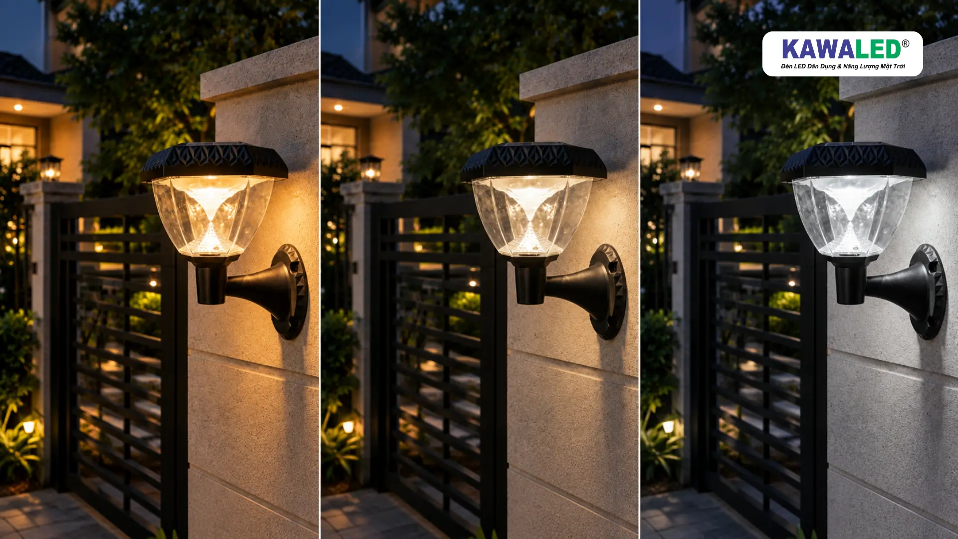 Đèn năng lượng mặt trời KAWALED SGC2-3M với ba màu ánh sáng vàng trung tính trắng