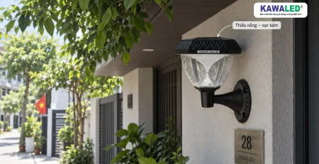 Đèn năng lượng mặt trời gắn tường bị che bóng khiến tấm pin sạc kém