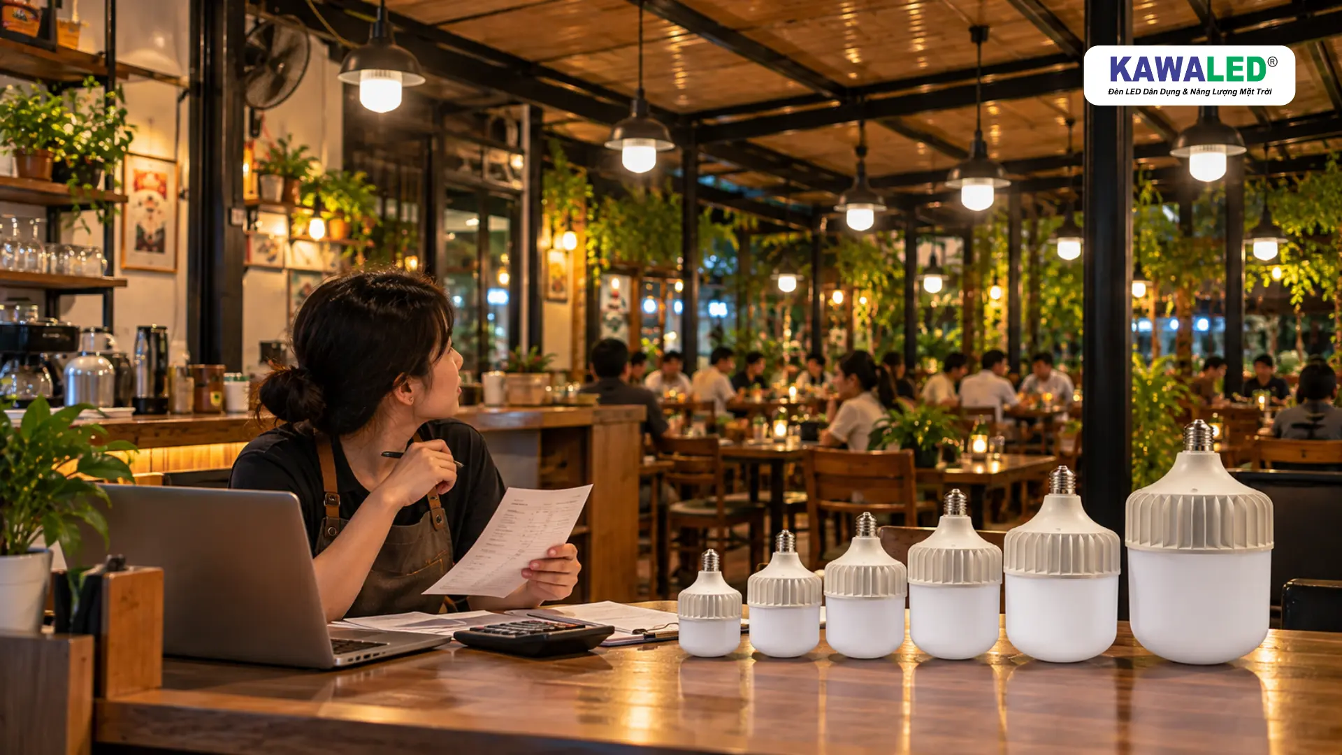 Chủ quán lựa chọn đèn LED tiết kiệm phù hợp nhu cầu chiếu sáng