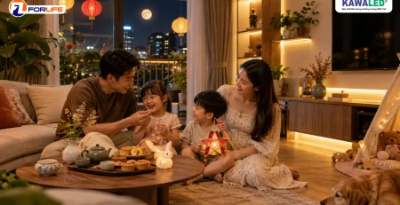 Trang trí Trung Thu tại nhà cho gia đình có trẻ nhỏ với đèn LED COB ánh sáng vàng