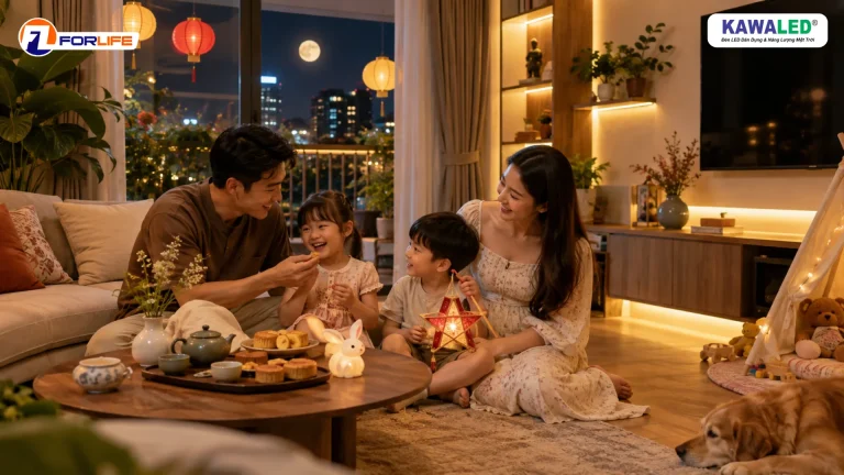 Trang trí Trung Thu tại nhà cho gia đình có trẻ nhỏ với đèn LED COB ánh sáng vàng