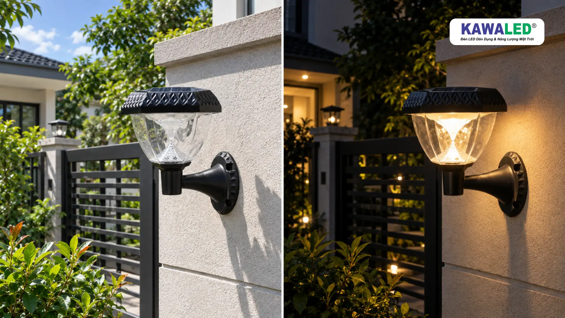 Vị trí lắp đặt đèn năng lượng mặt trời gắn tường KAWALED SGC2-3M ngoài trời