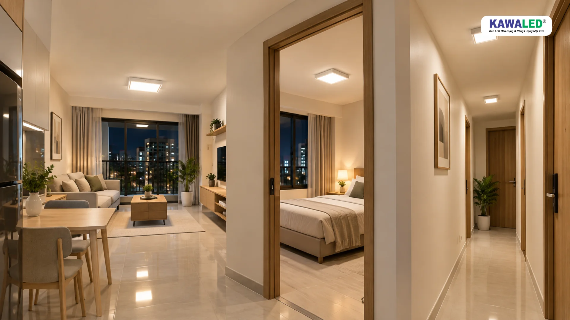 Đèn LED vuông ốp trần nhiều kích thước cho phòng khách phòng ngủ và hành lang