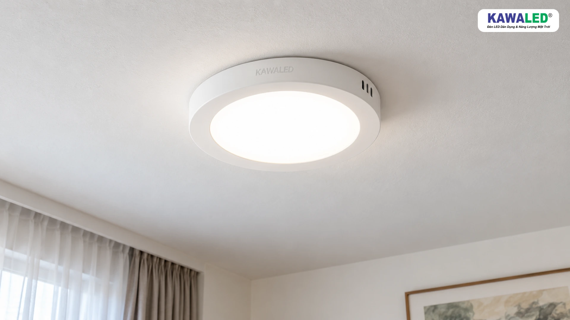 Đèn LED ốp trần KAWALED lắp trực tiếp trên trần bê tông