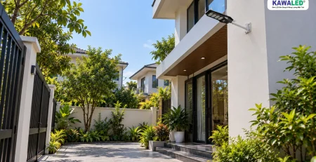 Đèn năng lượng mặt trời liền thể KAWALED MSL lắp trên tường ngoài nhà phố hiện đại