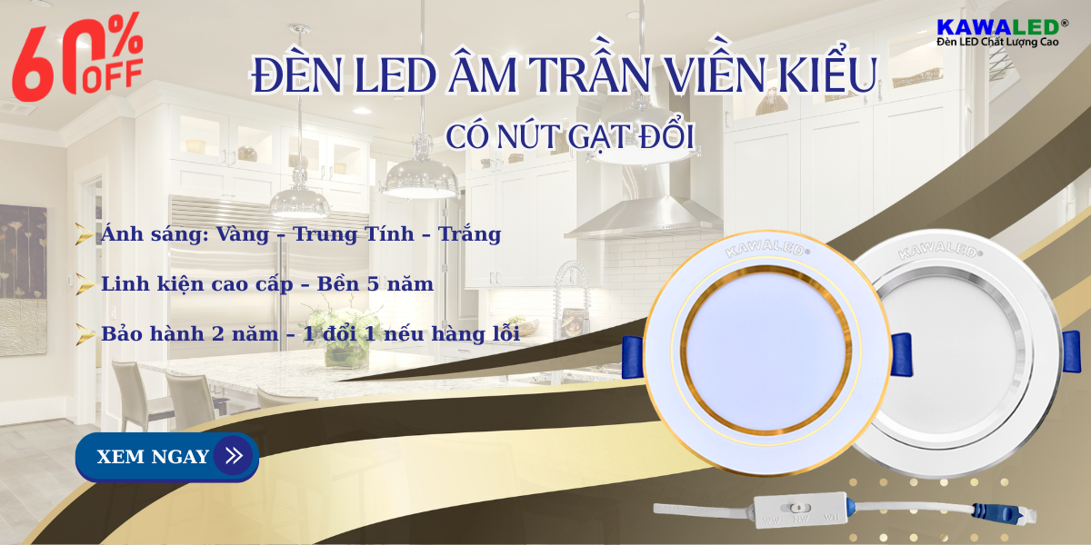 Đèn led âm trần viền vàng kawaled Đèn led âm trần viền vàng kawaled